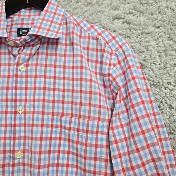 Gitman Bros Shirt Mens M‎ Pink Blue Plaid Button Up Preppy Light Academia USA - Picture 4 of 14